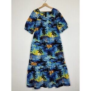 Royal Creations‎ Hawaii Vintage Mumu Kaftan Tropical Print Dress Women's Medium